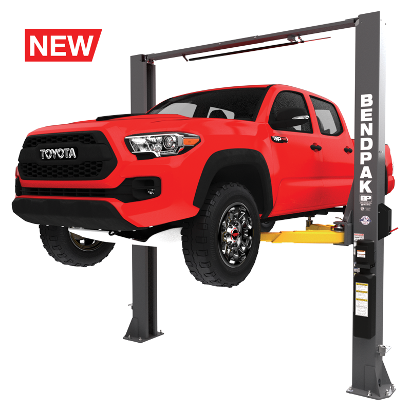Bendpak - Vehicle Lift, 10,000 lb, 2 Post Asymmetric/Symmetric, (168" Hgt /  1" Ceiling), 3-Stage Front (Offset) Arms, Screw-Up Pads (4" low hgt), includes 2-1/2" & 5" Stack Adapters (4 ea), Adjustable Width -  10AP-168