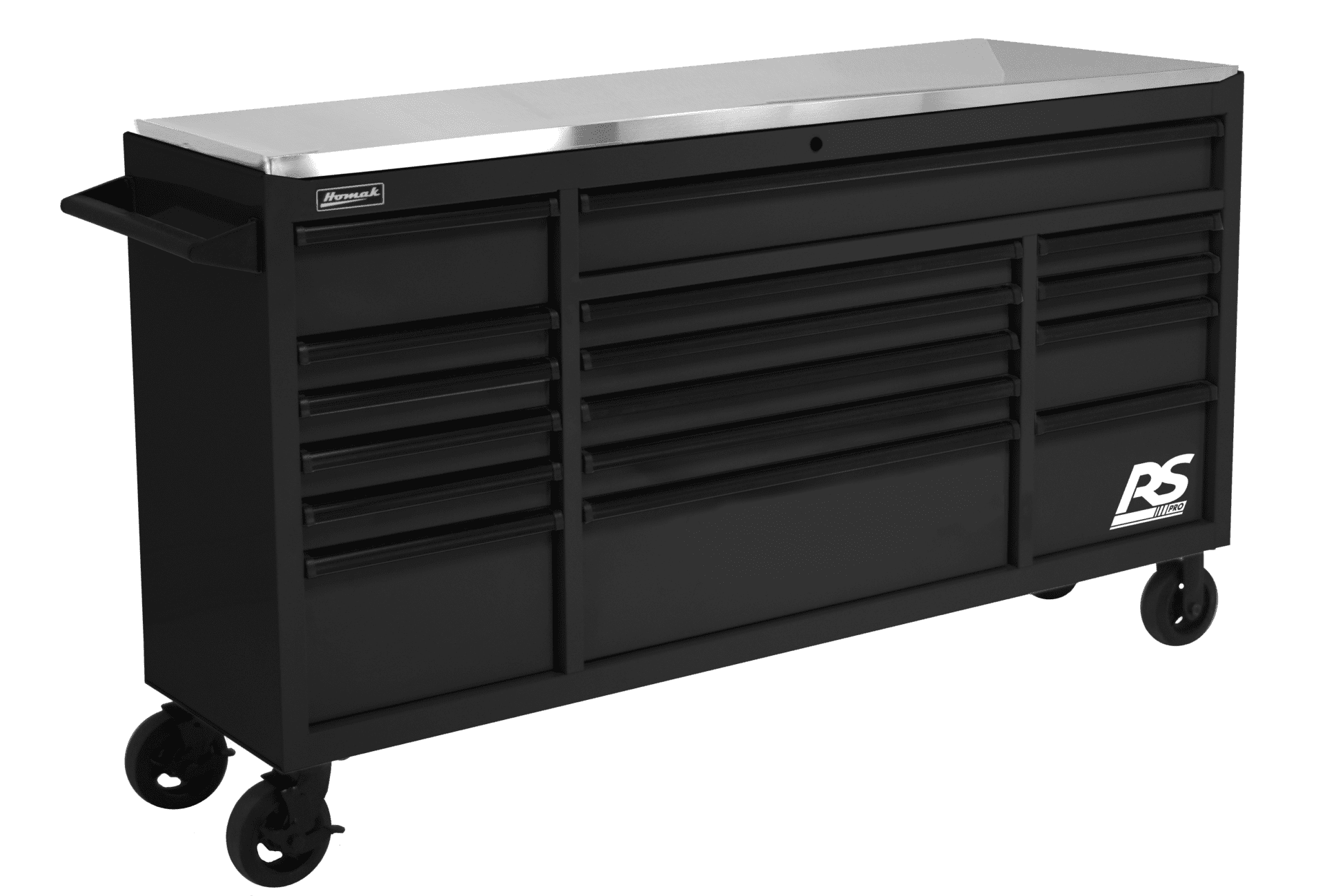 Homak - RS Pro 72IN 16drawer bottom with SS Top-Black -  BK04072164