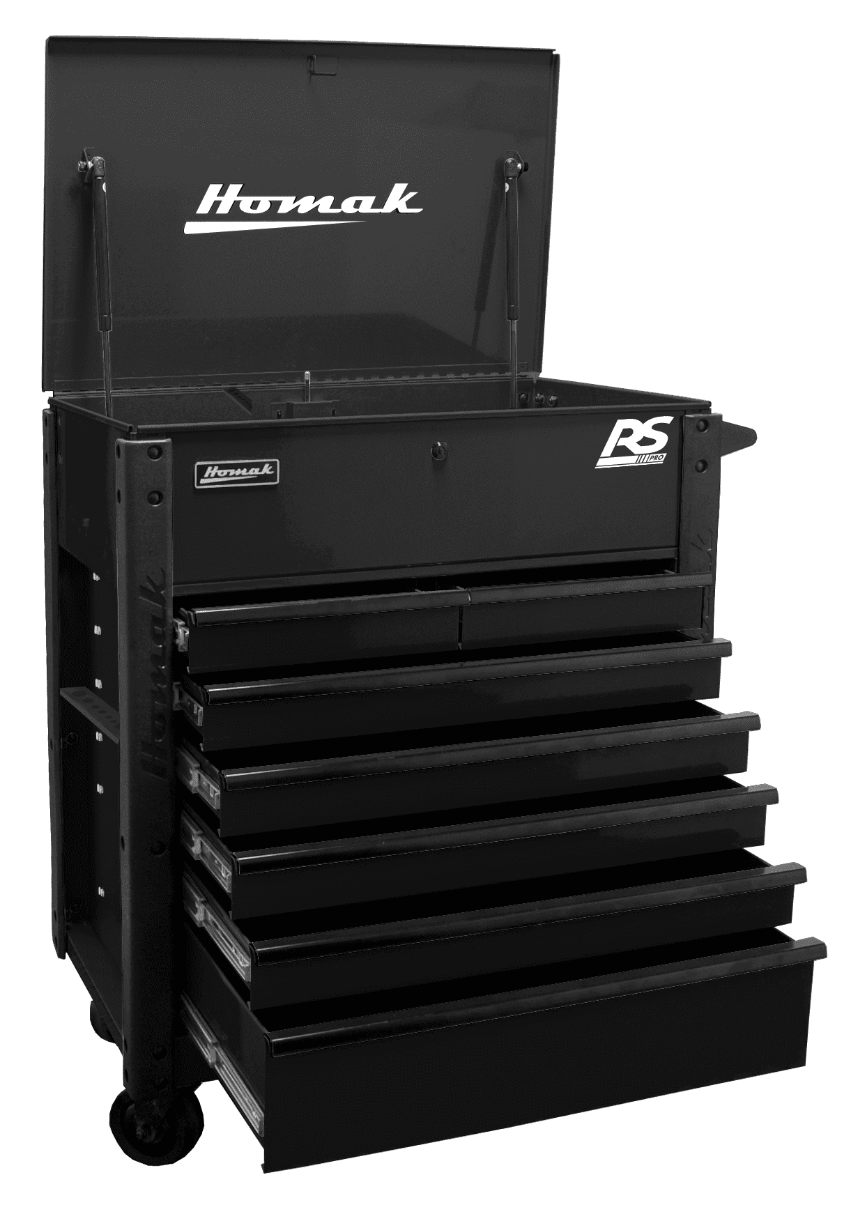 Homak - 35" 7 DRAWER FLIP-TOP SERVICE CART - BLACK -  BK06035247
